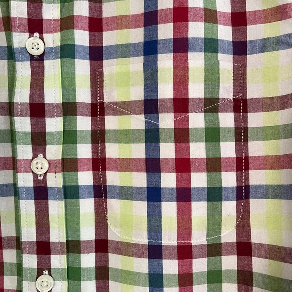 GAP Kids Poplin SS Button-Up Shirt, Multicolor Gingham Red/Yellow/Blue - Picture 5 of 7